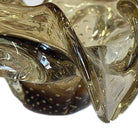 Mid-century Bullicante Amber Gold-Tone Ruffle Murano Art Glass Ashtray