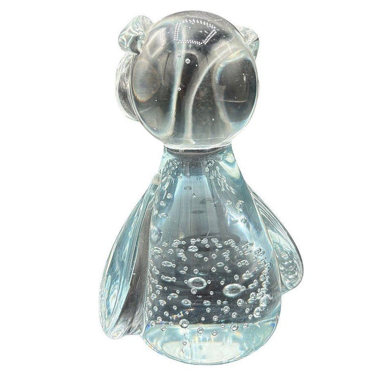Mid-century Murano Bullicante Art Glass Owl Sculpture Paper Weight