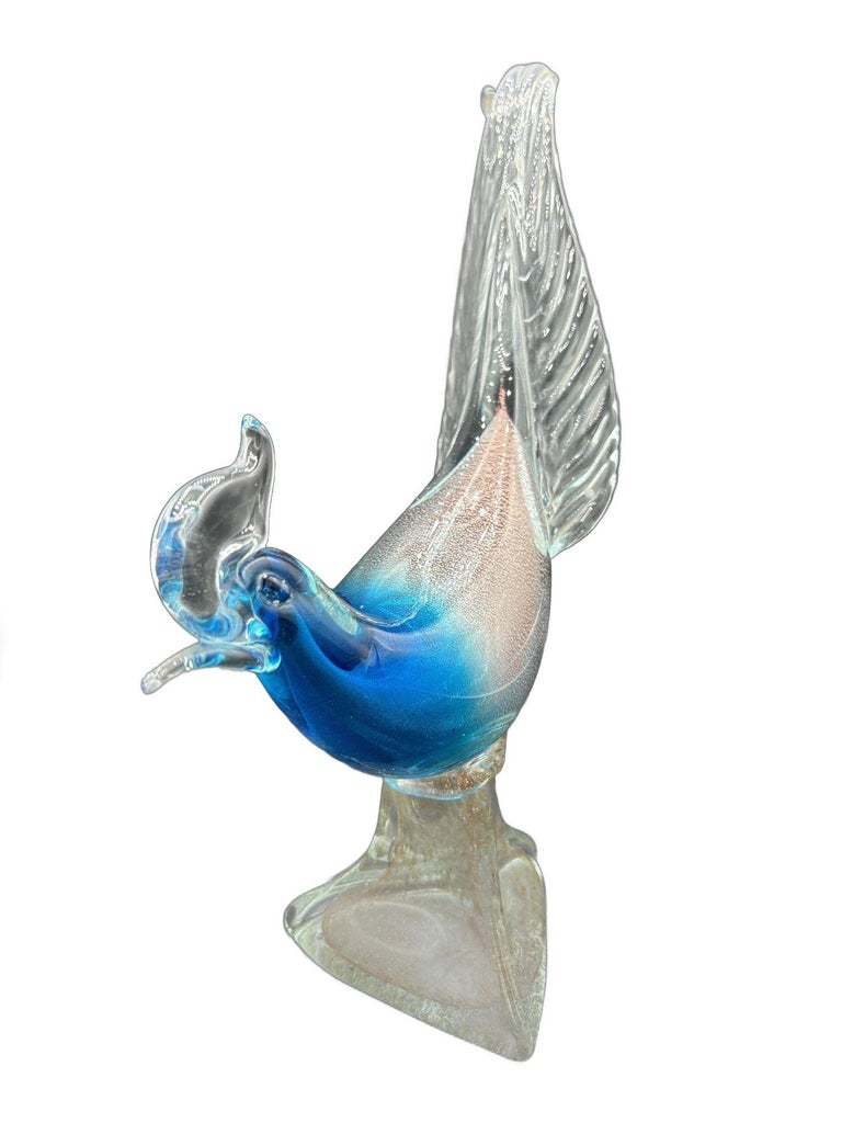 Mide-century Murano Pheasant Art Glass Sculpture attributed to Barovier & Toso