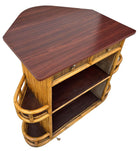 Restored Mid-century Sailboat Ships Bow Shaped Stacked Rattan Dry Bar