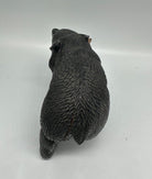 Ainun Black Bear Hand Carved Wood Sculpture with Glass Eyes