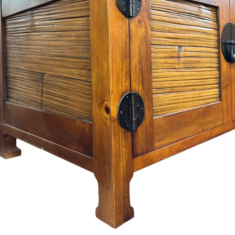 Oriental James Mont Style Koa & Stick Rattan TV Console