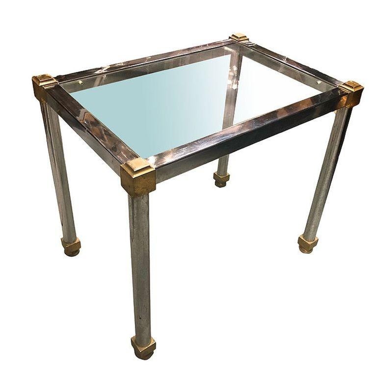 Hollywood Regency Chrome & Brass Maison Jensen Style Nesting Tables