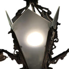 Art Deco Slat Glass Hanging Light Chandelier With Geometric Details