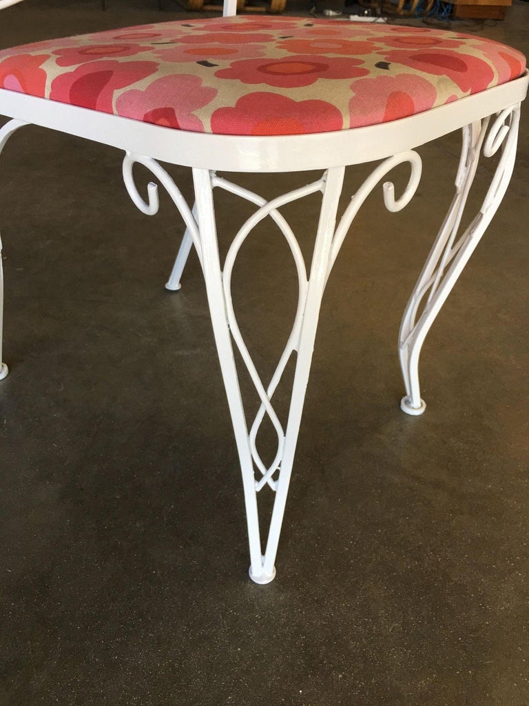 Mid-century Woodard Glass Top Wrought Iron Scroll Pattern Patio Outdoor Set