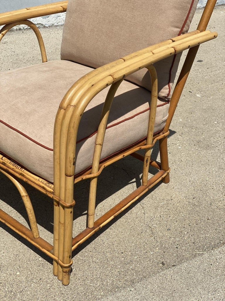 Restored "1949er" Rattan 3-Strand Lounge Chair by Heywood Wakefield