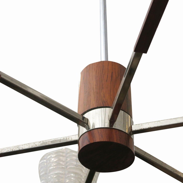 Italian Sputnik Chandelier in Rosewood Chrome with Glass Shades