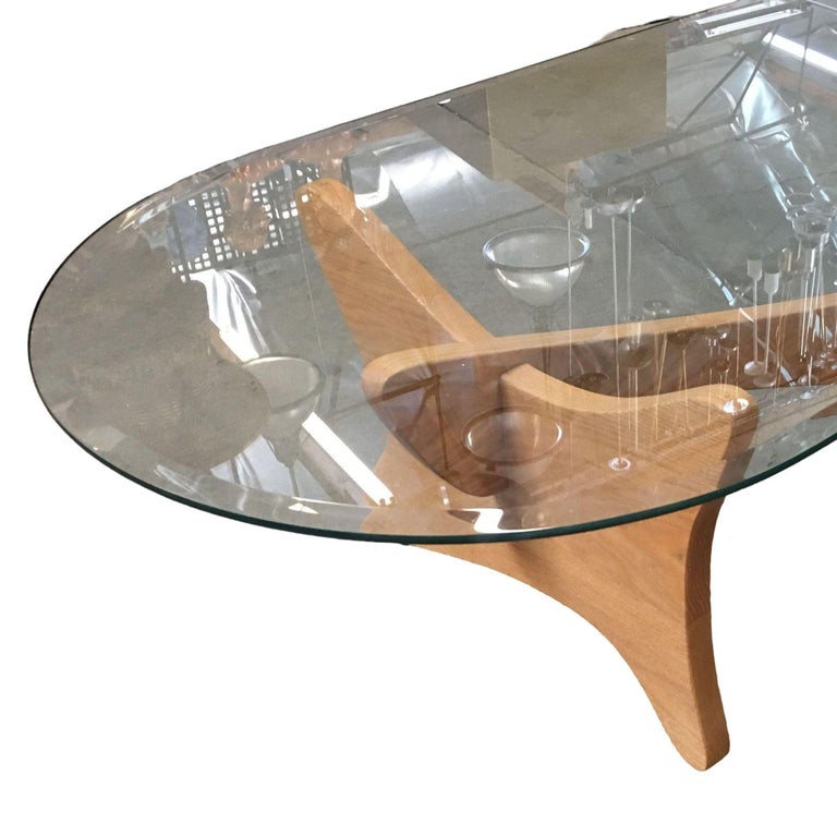 Mid-Century Modern Noguchi Style Oval Glass Coffee Table