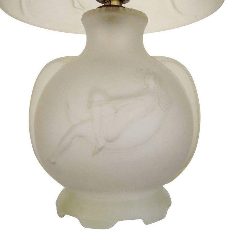 1984 Art Deco Lay by the Stars Crescent Moon Boudoir Glass Lamp by Sarsaparilla