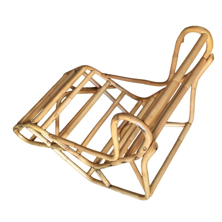 Restored Single-Strand Two-Position Rattan Chaise Lounge