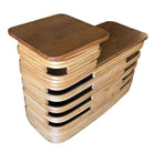 Paul Frankl-Style Stacked Rattan Side Tables with Mahogany Top, Pair, circa 1930