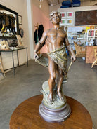 French "Le Travail" Hammership Spelter Sculpture by Francois Moreau, Circa 1900