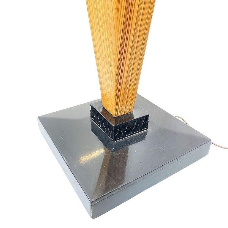 Mid-century Sculptural Combed Wood Floor Lamp in the Style of Paul Frankl