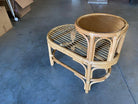 Restored Single Strand Rattan Side Table W/ Grill Top, Pair