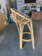 Restored Stick Rattan Bar Stools in the Manner of Albini, Pair