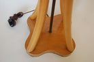 Restored Hourglass Rattan & Mahogany Lamp, Pair