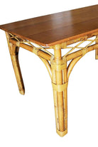 Restored 6 Person Rattan & Mahogany Dining Table