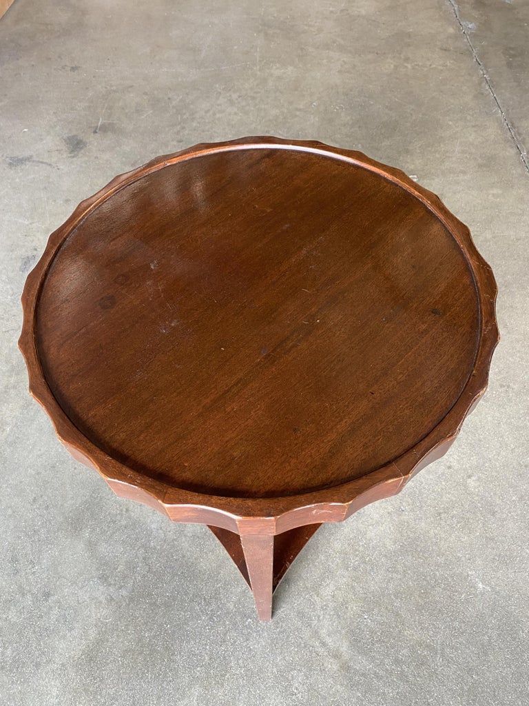 Round Art Deco Smoking Side Two-Tier Table with Bottle Cap Top