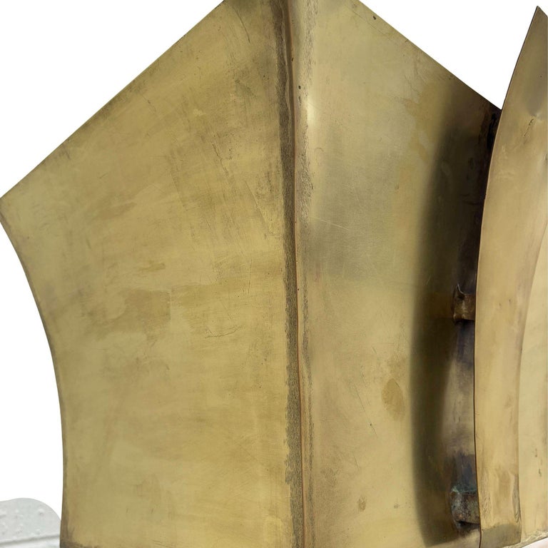 Grand Hollywood Art Deco Style Wood & Brass 9' Tall Torchiere Floor Lamp, Pair
