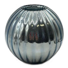 Czechoslovakian Art Deco Cobalt Mercury Glass Ball Candlestick Holders, Pair