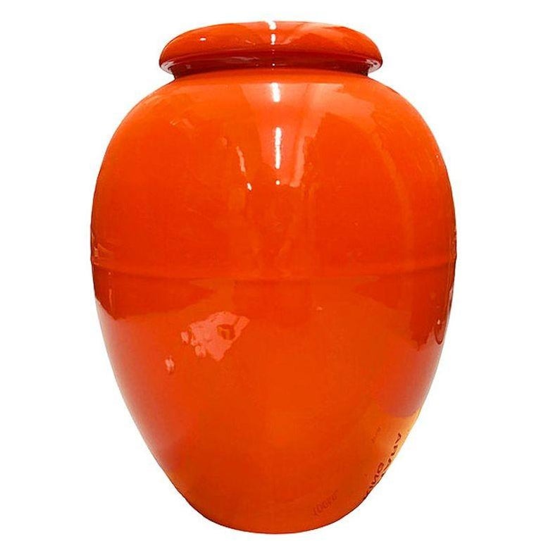 Large 15" Orange California Pottery Vase Planter Oil Jar by Bauer Pottery, 1920