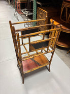 Restored Aesthetic Movement Large Two-Tier Tiger Bamboo Magazine Rack w/ Divider