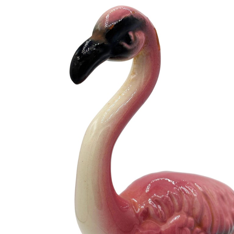 MCM Ceramic California Pottery Standing Tall Pink Flamingo Figurine Statue
