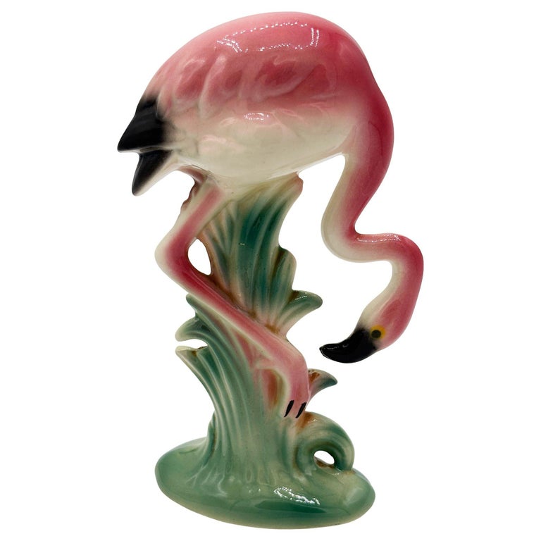 MCM California Pottery Ceramic Searcher Tropical Pink Flamingo Figurine Statue