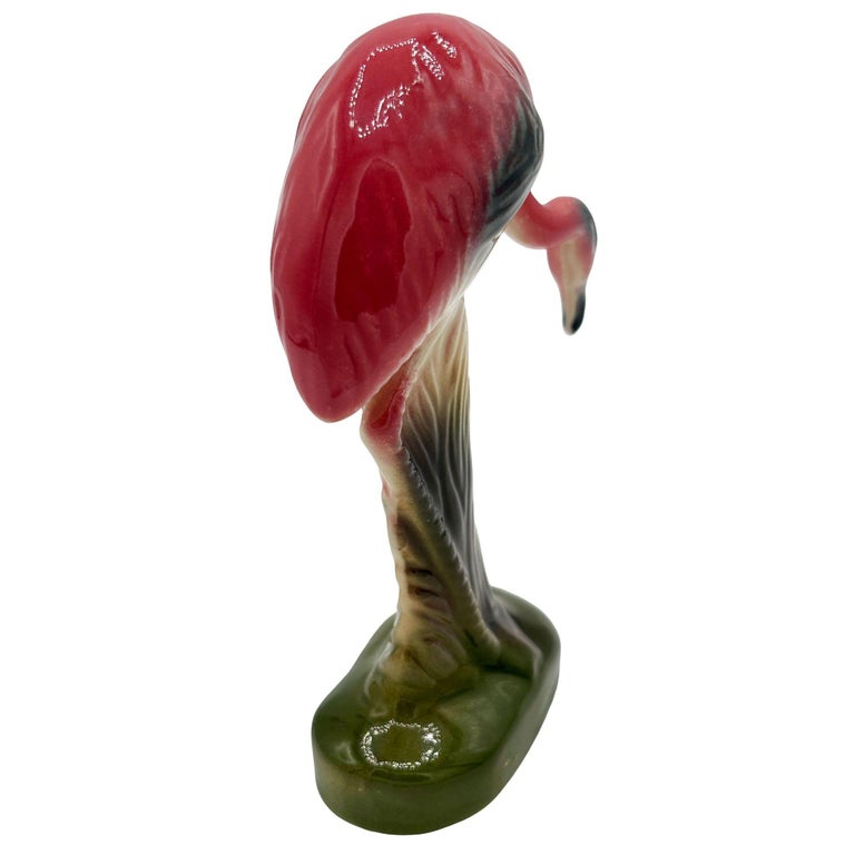 Mid-century California Pottery Ceramic On The Prowl Pink Flamingo Figurine