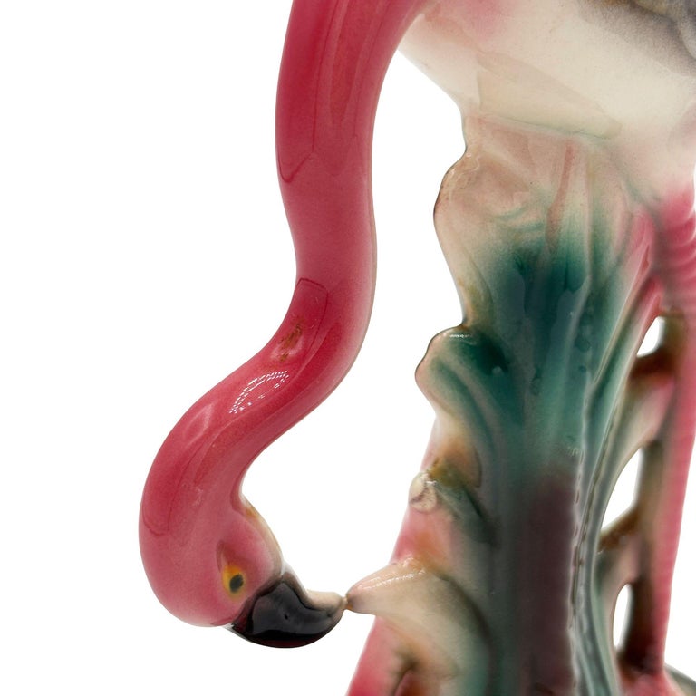 Atomic California Pottery Ceramic Grazing Tropical Pink Flamingo Figurine Statue