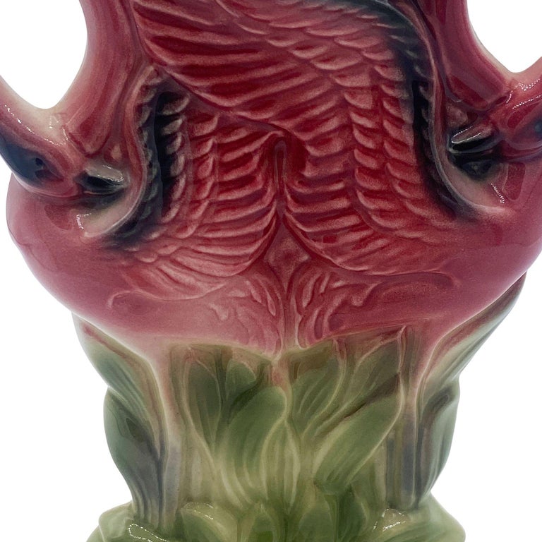 Rare Mid-century Ceramic California Pottery Tropical Flamingo Flower Wall Vase
