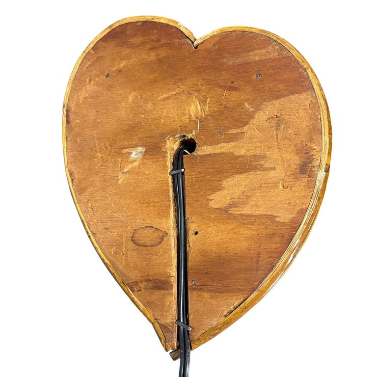 Bespoke Mid-century Split Rattan Heart Shaped Wall Sconce
