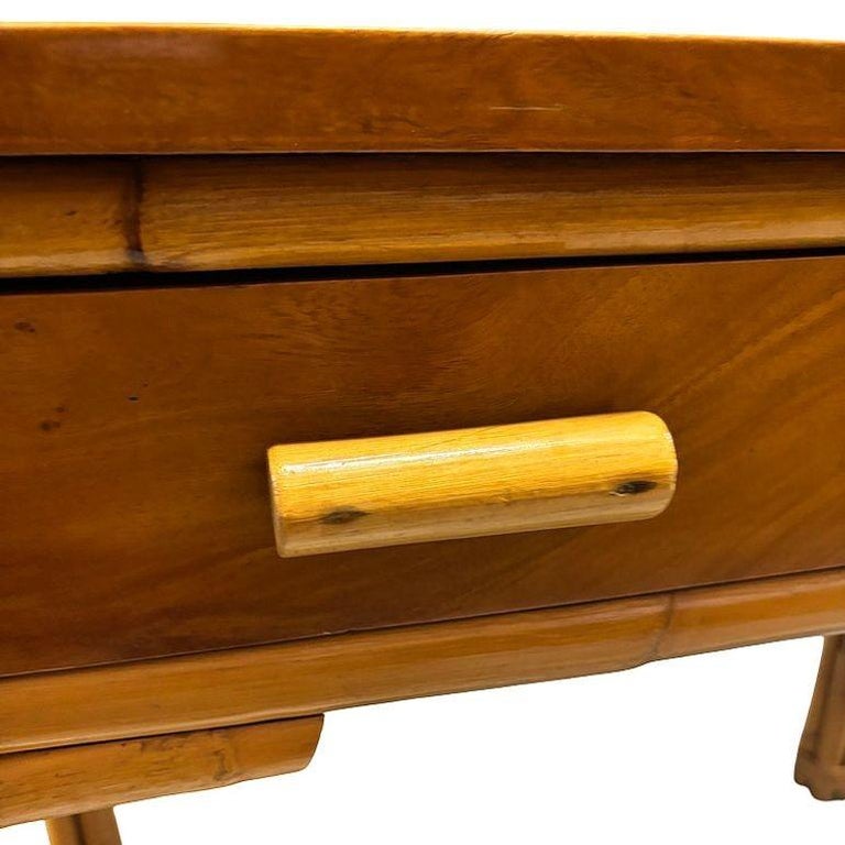 Restored Art Deco Rattan & Mahogany Secretary Writing Desk