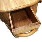 Restored Modernist Stacked Rattan Nightstand Side Table w/ Formica Top, Pair