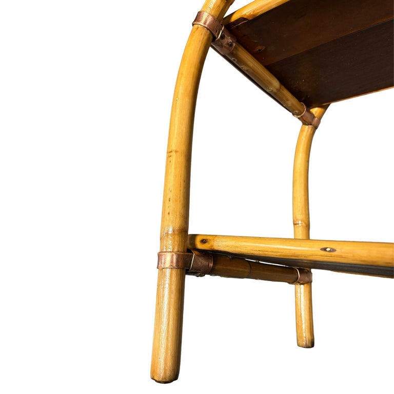 Rattan & Mahogany Double Arch "Tropitan" 2-Tier Side Table by Ritts