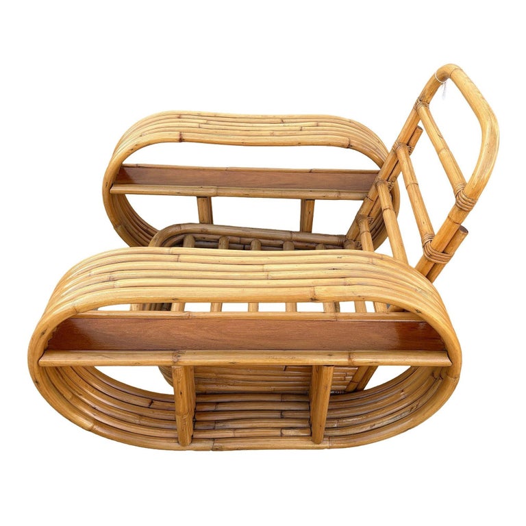 Restored Rattan Six-Strand Shelf Arms Sofa and Chair Set