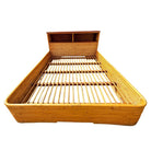 Restored Mid-century Queen Size 13-strand Stacked Rattan Bed Frame w/ Book Shelf