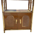 Mid-century Rattan Etagere Display Curio Cabinet w/ Mahogany Shelfs