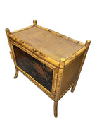 Victorian Chinoiserie Tiger Bamboo Nightstand with Hand-Painted Lacquer Front