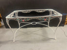 Pink Rose White Iron Garden Table and Chairs Set