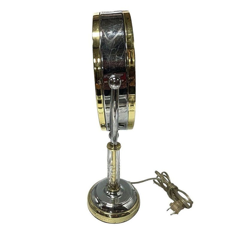 High Style Brass & Chrome Florescence Magnifying Vanity/Jewelry Mirror