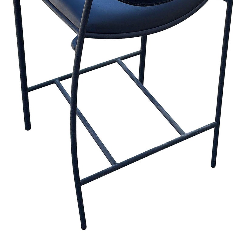 1990s Dakota Jackson Memphis style "Vik-Ter" Black Leather Counter Stool