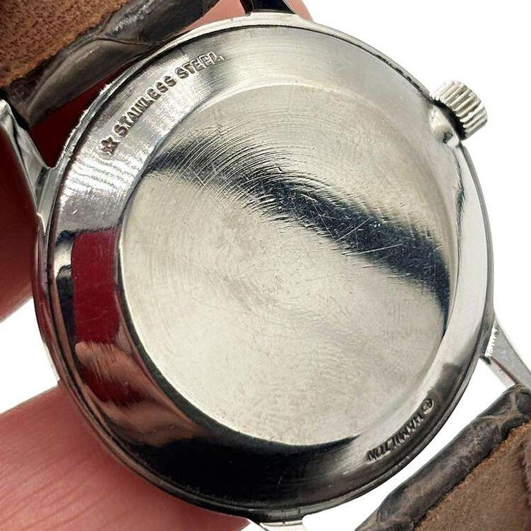 1950 Hamilton Thin-O-Matic Wristwatch w/ Black Dial on Leather Band