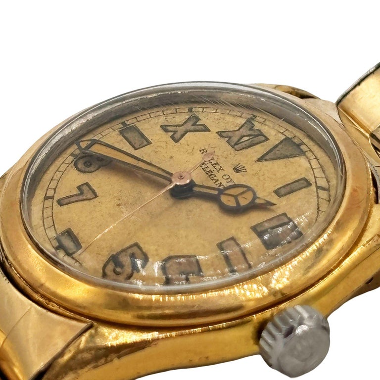 1947 Rolex Oyster Bubbleback “Elegante” Gold-Plated Wristwatch w California Dial