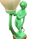 French Green Spleter Metal Art Deco Style Biba Lamp on Marble by Jacques Limousi