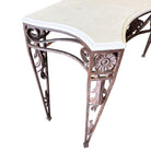 20th Century Neo-Gothic Bronze Colored Cast Iron Console w/ Carrara Marble Top