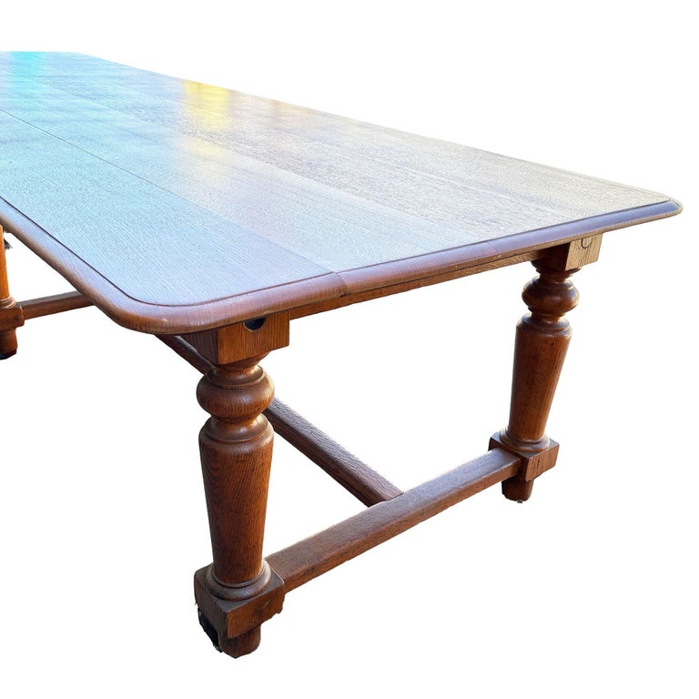 11 ft Hand-Carved Oak South Shore Massachusetts Long Farmhouse Dining Table