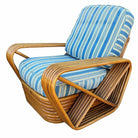 Restored MCM Rattan Six Strand Square Pretzel Table & Seating Livingroom Set