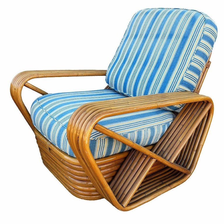 Restored MCM Rattan Six Strand Square Pretzel Table & Seating Livingroom Set