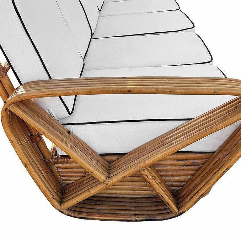 Restored Paul T Frankl Style Rattan 5-Strand Square Pretzel 5-Seat Sectional